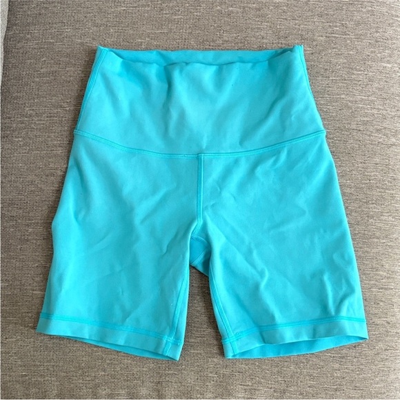 Lululemon Wunder Train High Rise Biker Short Electric Turquoise 6” - Picture 1 of 3